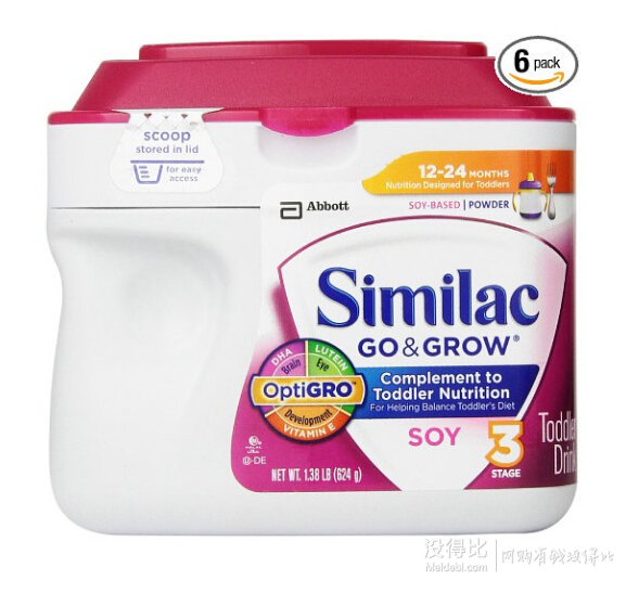 直郵好價！Similac Go&Grow Soy 雅培 So豆奶源二段奶粉 624g*6罐裝 