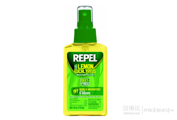 凑单品：REPEL 柠檬桉叶油天然驱蚊液 118ML