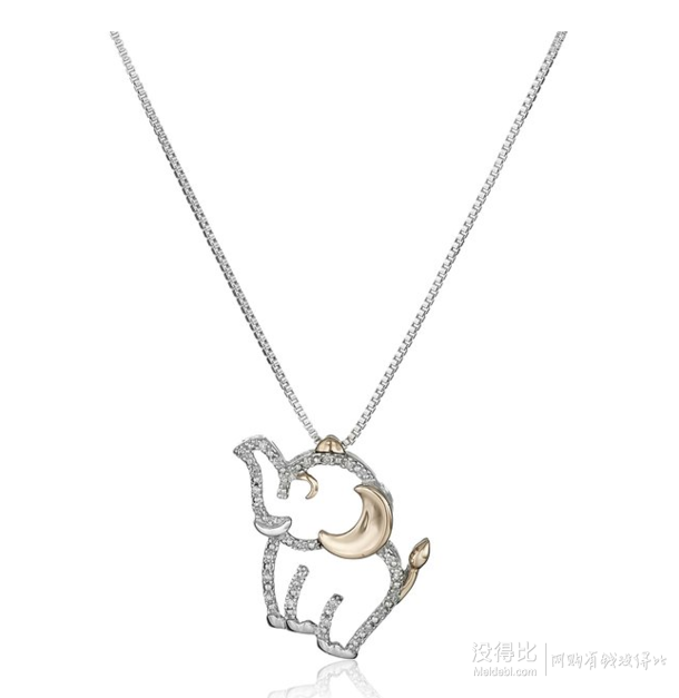 sterlingsilver碎钻,sterlingsilver项链 sterling silver 14k 玫瑰金 碎钻 小象银项链