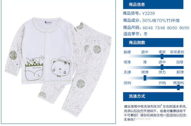 嬰幼錦友 寶寶竹纖維內(nèi)衣套裝 15.8元包郵