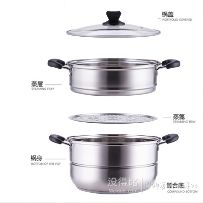 炊大皇  不銹鋼可視蓋雙層蒸鍋26CM   54.5元（109元，199-100）  