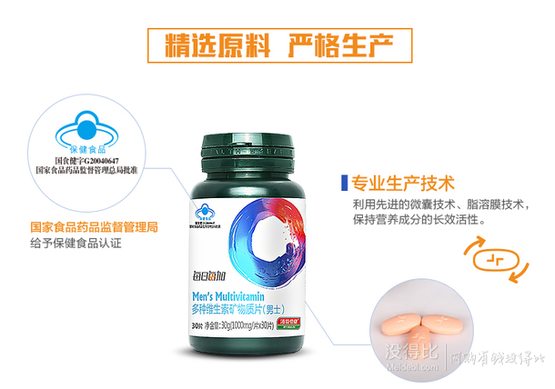 移動端：BY-HEALTH 湯臣倍健 每日每加 男士 多種維生素礦物質(zhì)片（1000mg*30片）