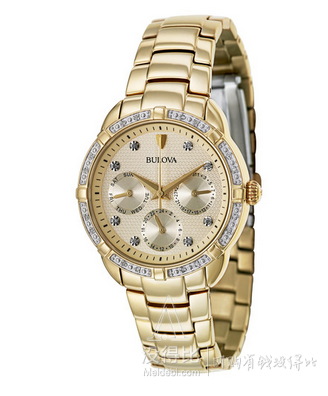 Bulova 寶路華 玫瑰金+鑲鉆手鐲式女表