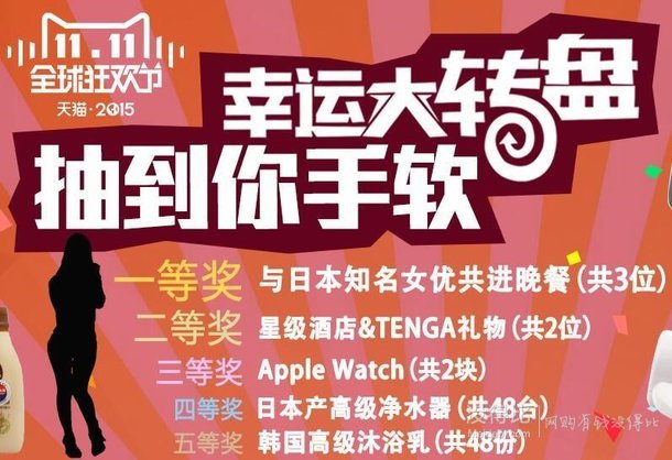 天貓TENGA旗艦店 幸運(yùn)大轉(zhuǎn)盤(pán) 一等獎(jiǎng)與日本知名女優(yōu)共進(jìn)晚餐 