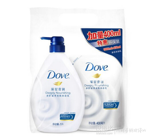 Dove多芬  沐浴乳深層營潤禮盒(1000ml+400ml補(bǔ)充裝)