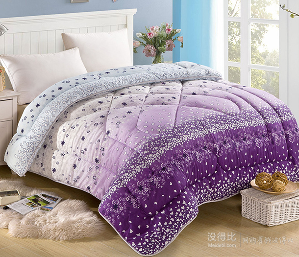 迎馨家紡 雙人冬季保暖加厚時尚印花被子 200*230cm(紫)   約59.5元(119元，可滿200-100)