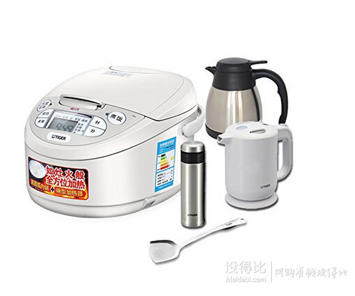 TIGER 虎牌 廚房五件套(微電腦電飯煲+時(shí)尚電水壺+便攜式保溫壺+真空保溫杯+炒勺)
