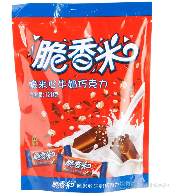 拼單新低！德芙 脆香米牛奶巧克力120g   7元（ 14元， 滿199-100）