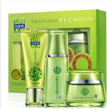 移動(dòng)端！PEHCHAOLIN 百雀羚 水嫩倍現(xiàn)至尚套裝（潔面乳+精華水+精華霜）折74.55元（149元，滿(mǎn)199-100）