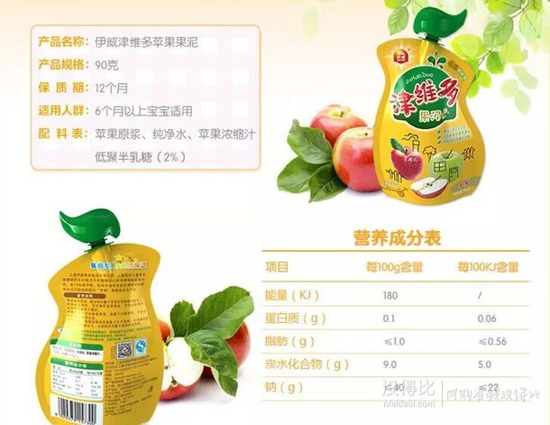 湊單品：  eastwes 伊威 津維多蘋果果泥   90g   1元（限購10件）