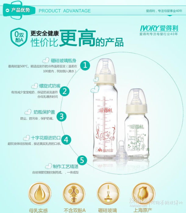 愛得利  實感高耐熱玻璃奶瓶套裝A112（125ml+250ml） 39.9元