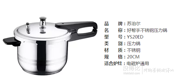 Supor蘇泊爾 YS20ED好幫手不銹鋼壓力鍋20cm  149元（209-60）