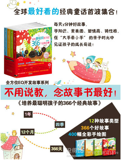 《全方位EQ開發(fā)故事系列：培養(yǎng)最聰明孩子的366個經(jīng)典故事(全彩手繪版)》   35.35元（70.7元，滿200-100）