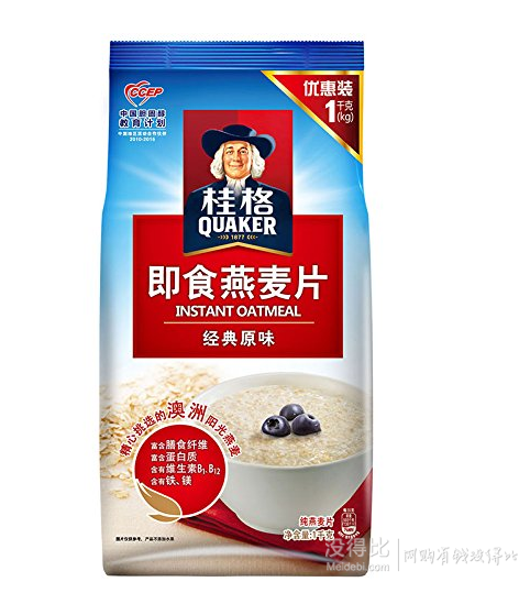 拼單好價：桂格 即食燕麥片1000g    13.5元（26元，滿99-50）