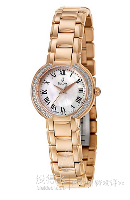 Bulova 寶路華 98R156珍珠母貝+鑲鉆+玫瑰金手鐲式女表