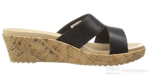 直郵好價(jià)！crocs 卡駱馳 A-Leigh 女款真皮坡跟涼拖