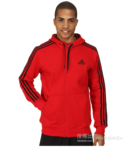 adidas 阿迪達(dá)斯 男士黑紅經(jīng)典夾克連帽衛(wèi)衣