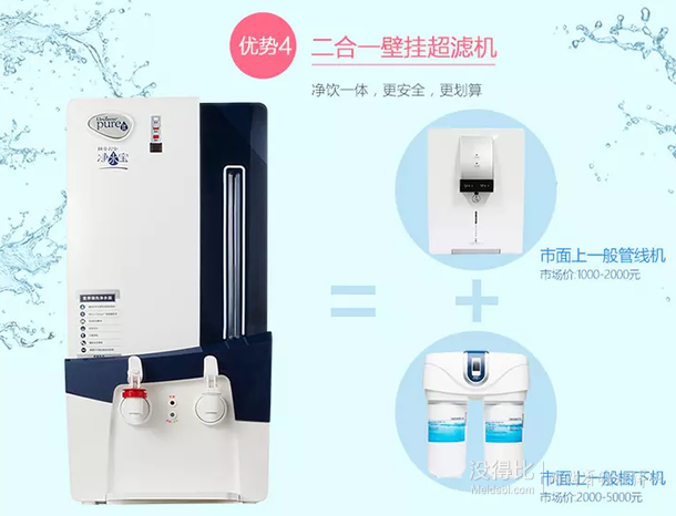 unileverpureit联合利华净水宝 壁挂冷热型净水器upu12m-b2蓝白 999元