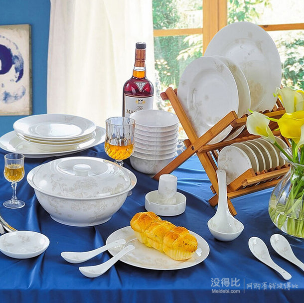 樂(lè)享餐具套裝 景德鎮(zhèn)陶瓷韓式56頭 139.9包郵（239.9-100）