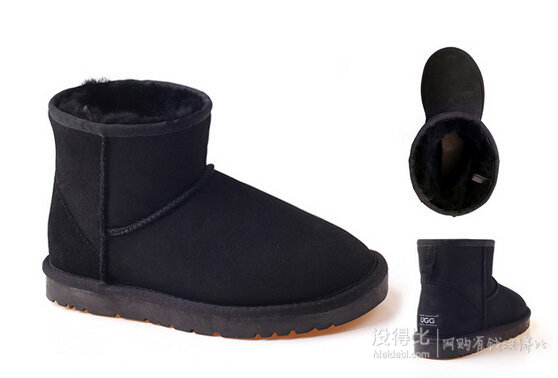 OZWEAR UGG 女士MINI BOOTS系列羊毛一體低筒雪地靴 OB017 BLA 5M/7L