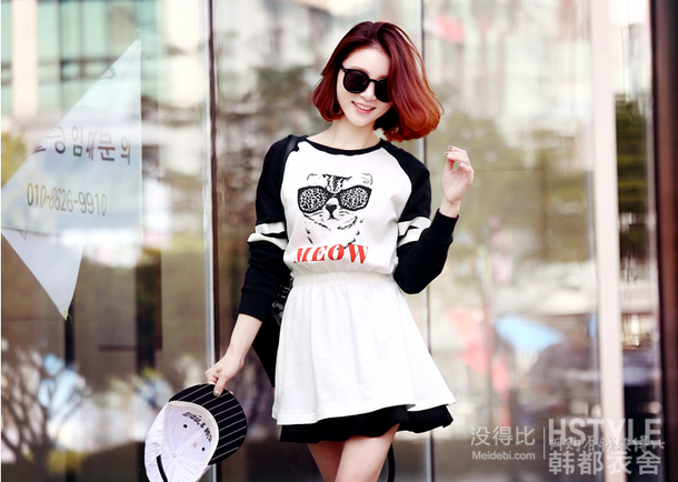 韩都衣舍 收腰显瘦印花长袖连衣裙HH4720 55