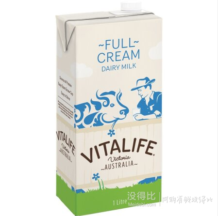 澳洲進口牛奶 Vitalife 全脂UHT牛奶/箱（1Lx12） 69.9元