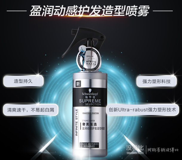 大差價！Schwarzkopf施華蔻 奢美至選 盈潤動感護發(fā)造型噴霧150ml 19.9元