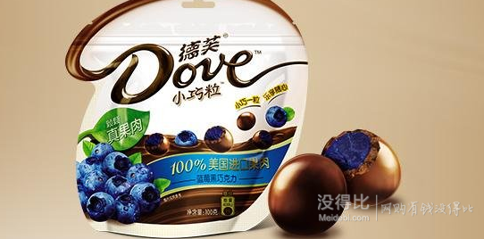 Dove 德芙 藍莓黑巧克力100g 折10.95元（21.92件5折）