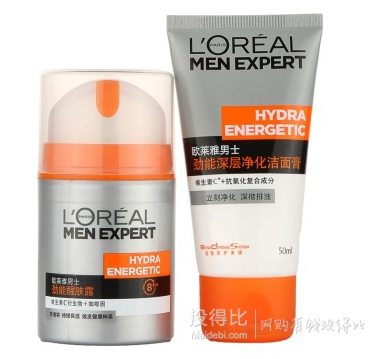 L'OREAL PARIS 巴黎歐萊雅 男士勁能套裝（醒膚露+深層凈化潔面膏） 69元 （119元，198-100）