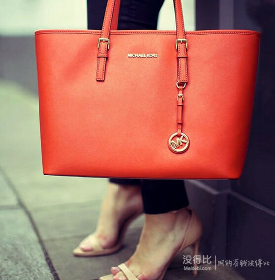 MICHAEL Michael Kors Jet Set Travel TZ女士真皮托特包 紅色