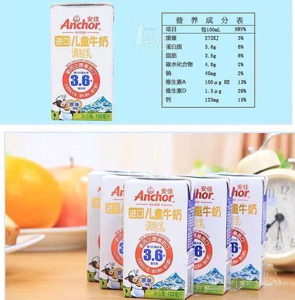 新西蘭進口！Anchor 安佳 金裝兒童牛奶 125ml*27  69元（99-30）