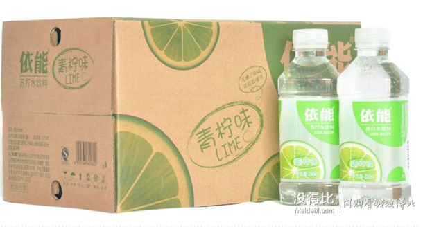 依能 蘇打水 青檸味 350ml*15瓶/箱 無糖 無汽 飲料 19.9元