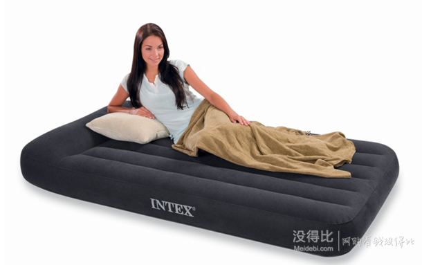 INTEX 內(nèi)置枕頭單人充氣床 66767 + U型枕+手電筒 100.9元包郵（200.9-110）