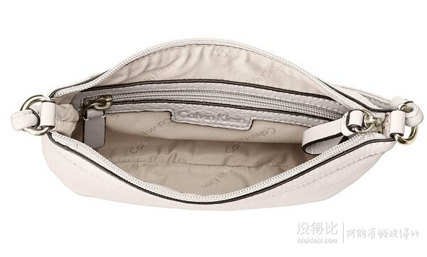 白色好價！Calvin Klein 女士真皮斜挎包