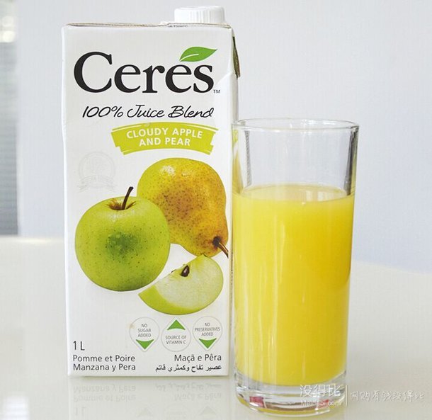 南非进口 ceres 西瑞斯 苹果香梨混合 100%果汁 1l 9.9元