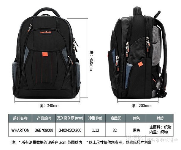 prime会员！Samsonite 新秀丽 多功能电脑双肩背包 36B*09008