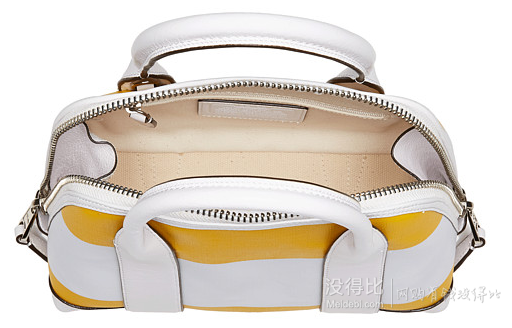 COACH 蔻馳 Bleecker Striped Coated Convertible 女士真皮黃白條紋貝殼包