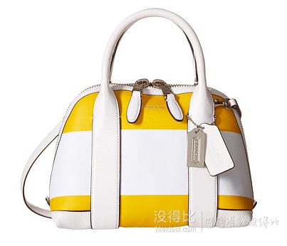 COACH 蔻馳 Bleecker Striped Coated Convertible 女士真皮黃白條紋貝殼包
