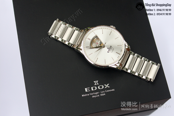 比友專享！EDOX 依度 Les Vauberts 男款機(jī)械腕表 85011-3B-AIN