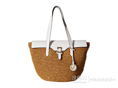 MICHAEL Michael Kors 邁克·高仕 Straw Naomi 女士真皮拼接草編手提包