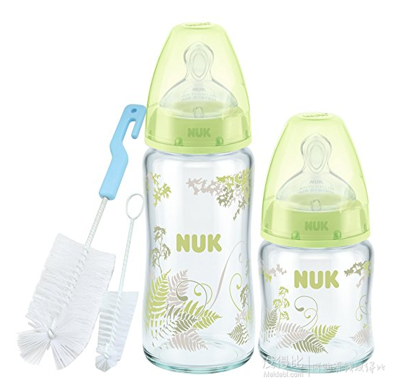 德國  NUK  新生兒寬口玻璃奶瓶套裝(120ml+240ml）