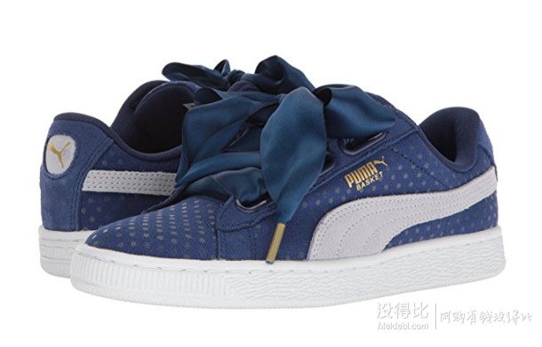 中亞Prime會員： PUMA 彪馬 Basket Heart 女款牛仔布絲帶蝴蝶結(jié)運(yùn)動鞋