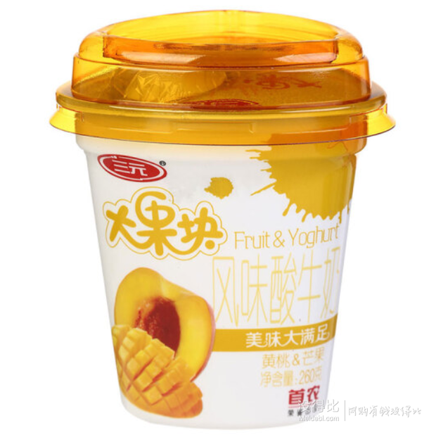 sanyuan 三元 大果块风味发酵乳 黄桃&芒果酸奶 260g
