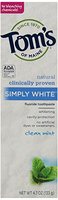 Tom's of Maine Simply White Natural Toothpaste 天然美白牙膏 133g*6支