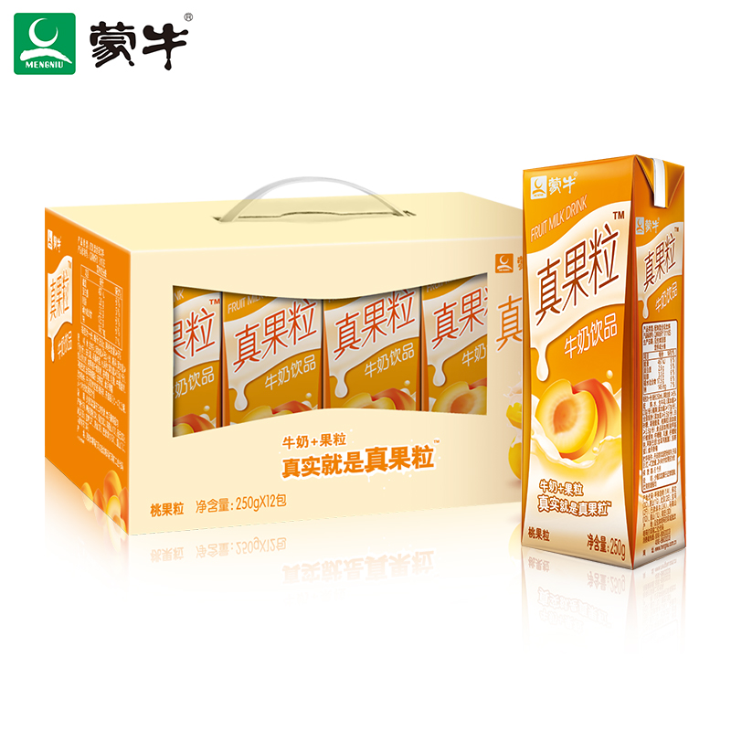 蒙牛 真果粒黄桃果粒 250ml*12盒 29.9元包邮