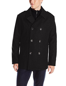 限S码、Prime会员： KENNETH COLE REACTION Classic 男士羊毛混纺大衣 含税约245元