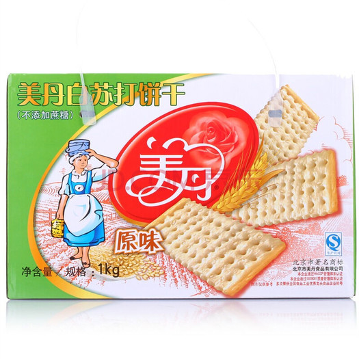 美丹 无蔗糖 白苏打饼干 原味 1000g 折9.9元(19.8,99