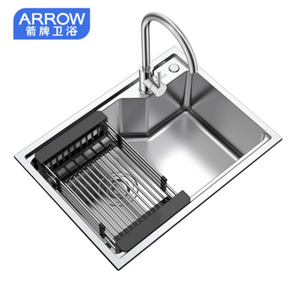 ARROW 箭牌卫浴 AEOB10558S 304不锈钢厨房水槽 带龙头