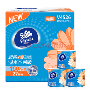 Vinda 維達(dá) 超韌系列 卷紙 4層150g*27卷 *4件 115.6元（雙重優(yōu)惠）