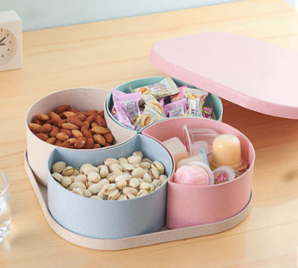 康丰 小麦秸秆多格糖果盒 零食盘子带盖  14.9元包邮（19.9-5）